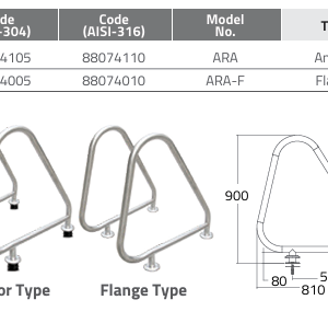 Tay vịn hồ bơi Emaux ARA Series