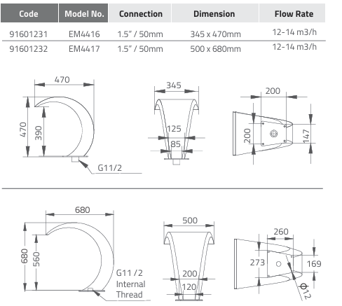 Thác nước cong EM4417 Thác nước cong EM4417
