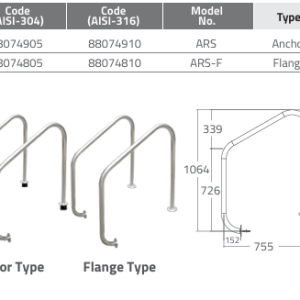 Tay vịn hồ bơi Emaux ARS Series