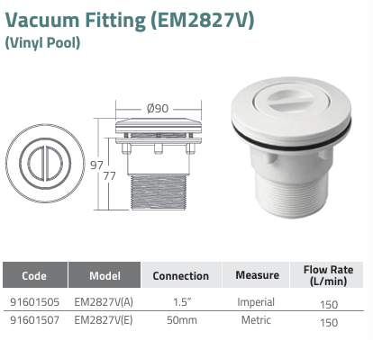 mắt hút vệ sinh EM2827V Mắt hút vệ sinh EM2827V