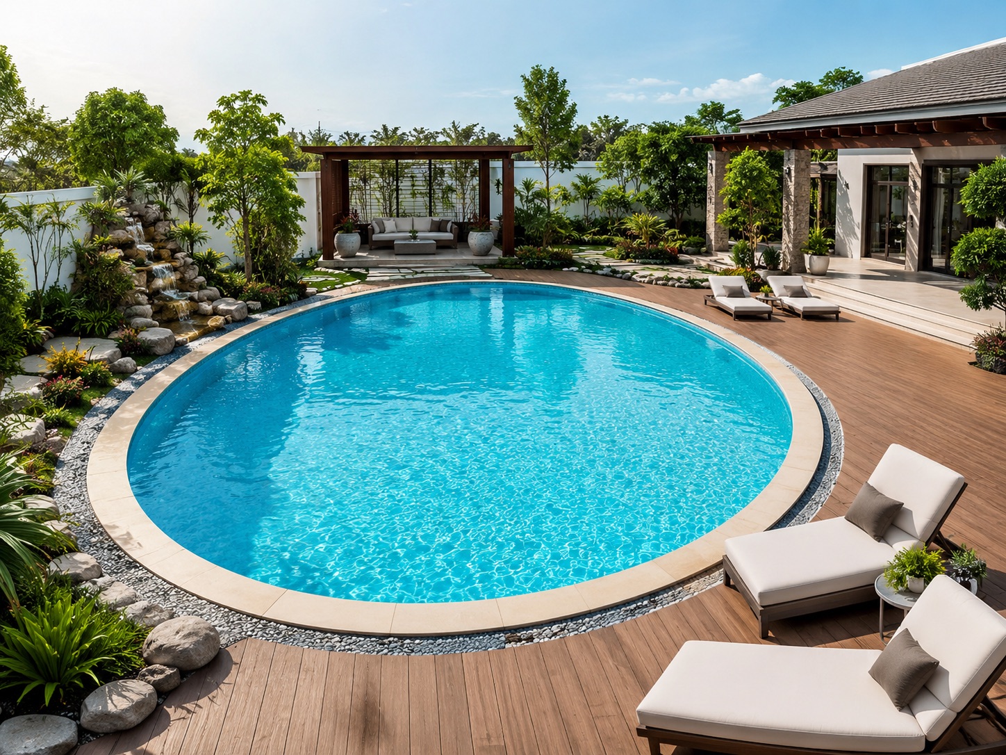 Thiết kế bể bơi hình Oval