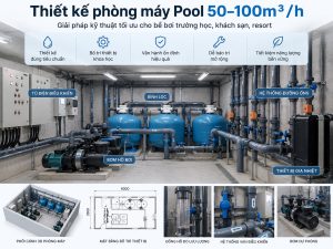 Thiết kế phòng máy bể bơi 50–100m³